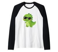 Simpatico Dinosauro con Occhiali da Sole Dino Lover Maglia con Maniche Raglan