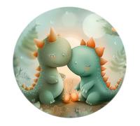 Simpatico dinosauro coppia rotondo tappeto 60cm - cartone animato verde lavabile cerchio tappeto antiscivolo morbido per camera da letto scuola materna sala giochi corridoio Home Decor
