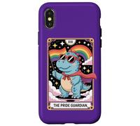 Simpatico dinosauro LGBTQ+- L'arte dei tarocchi del guardiano dell'orgoglio per alleato Custodia per iPhone X/XS