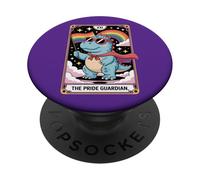 Simpatico dinosauro LGBTQ+- L'arte dei tarocchi del guardiano dell'orgoglio per alleato PopSockets PopGrip Adesivo