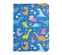 Simpatico dinosauro modello blu in pelle porta passaporto per viaggio impermeabile denaro e carta di credito per l'organizzatore di viaggio di famiglia