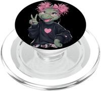 Simpatico dinosauro ragazza occhiali rosa segno della pace grafica Kawaii PopSockets PopGrip per MagSafe