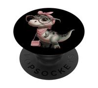Simpatico dinosauro retrò stile divertente Dino design per bambini PopSockets PopGrip Adesivo