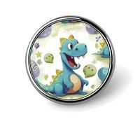 Simpatico dinosauro rotondo distintivo carino smalto spilla spilla spilla personalizzata abbigliamento decorazione unisex porta badge cappelli borse camicie decorazione