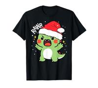 Simpatico Dinosauro Ruggente Babbo Natale Cappello di Natale Kawaii Dino Kids Maglietta