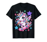 Simpatico Disegno di Skateboard a Forma di Unicorno Maglietta