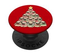 Simpatico disegno di un carlino natalizio con cane PopSockets PopGrip Adesivo