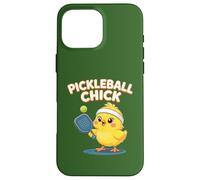 Simpatico disegno di una pagaia gialla con pulcino pickleball Custodia per iPhone 16 Pro Max
