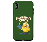 Simpatico disegno di una pagaia gialla con pulcino pickleball Custodia per iPhone XS Max