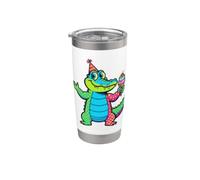 Simpatico disegno divertente alligatore coccodrillo amante uomo donna Bicchiere termico in acciaio inox doppia parete