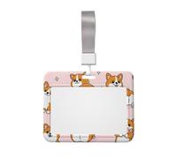 Simpatico distintivo da lavoro a forma di cane Corgi e cuore, con guscio protettivo scorrevole orizzontale e finestra trasparente