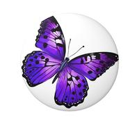 Simpatico distintivo rotondo a forma di farfalla viola, design in latta resistente con stampa su un solo lato, perfetto per regali personalizzati e decorazione di abbigliamento, Misura unica