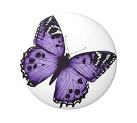 Simpatico distintivo rotondo a forma di farfalla viola, design in latta resistente con stampa su un solo lato, perfetto per regali personalizzati e decorazione di abbigliamento, Misura unica