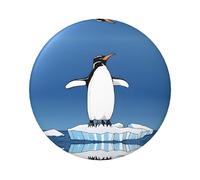 Simpatico distintivo rotondo a forma di pinguino, design in latta resistente con stampa su un solo lato, perfetto per regali personalizzati e decorazione di abbigliamento, Misura unica