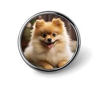 Simpatico distintivo rotondo con cane Pomerania personalizzato in metallo spilla da bavero adatta per abbigliamento borse cappello spilla stampata umoristica distintivo decorazioni per feste accessori