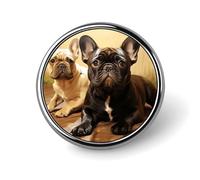 Simpatico distintivo rotondo con grafica bulldog francese, per uomini e donne, spille da bavero resistenti ed eleganti, distintivi in metallo leggero per camicie, giacche, cappelli