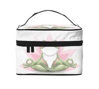 Simpatico Divertente Rana Fare Yoga Grande Capacità Portatile Impermeabile Cosmetico Borsa 23x17x16cm per Viaggi Sport All'aria Aperta Regalo Compagno di Matrimonio, Nero , Taglia unica