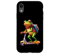 Simpatico divertente rana verde che guida uno scooter regalo per adulti e bambini Custodia per iPhone XR