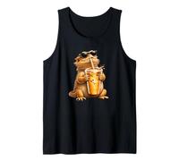 Simpatico Drago Barbuto Che beve caffè Freddo Divertente Amante del caffè Canotta