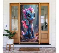 Simpatico drago blu rosa stampa n. 53 coperture decorative per porta, decorazioni per interni ed esterni, primavera, estate, autunno, inverno, Halloween, Natale, decorazioni per la casa