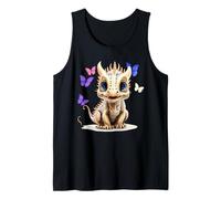 Simpatico Drago con Occhi Blu e Farfalle Viola per Bambini Canotta