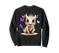 Simpatico Drago con Occhi Blu e Farfalle Viola per Bambini Felpa