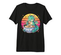 Simpatico Drago Kawaii Che Mangia Ramen Noodles Design Maglietta Premium