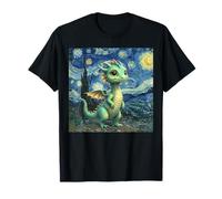 Simpatico Drago Van Gogh Notte Stellata Fantasy Art Parodia Design Maglietta