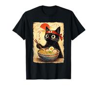 Simpatico e Divertente Design Giapponese con Gatto Kawaii Ramen Maglietta