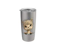 Simpatico e soffice cucciolo di lama che sbircia il design degli animali Bicchiere termico in acciaio inox doppia parete