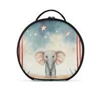 Simpatico Elefante Animale Dei Cartoni Animati Trucco Astuccio da Toilette Borse Rotondo Toeletta Scatola Cosmetica Borsa Creativo con Divisori Regolabili per Donna