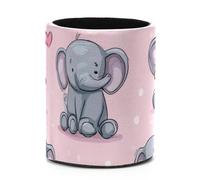Simpatico elefante con sfondo dessert cupcake portapenne per scrivania, portapenne rotondo da scrivania per casa, scuola, ufficio, articoli di cancelleria (7,9 x 9,9 cm)