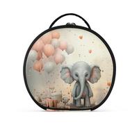 Simpatico Elefante Rosa Art Trucco Astuccio da Toilette Borse Rotondo Toeletta Scatola Cosmetica Borsa Creativo con Divisori Regolabili per Donna
