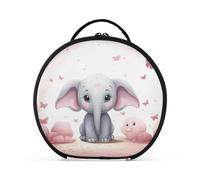 Simpatico Elefante Rosa Trucco Astuccio da Toilette Borse Rotondo Toeletta Scatola Cosmetica Borsa Creativo con Divisori Regolabili per Donna