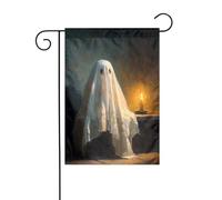 Simpatico fantasma a lume di candela Dark Room Garden Flag 30 x 45 cm verticale su entrambi i lati casa colonica vacanze decorazioni esterne bandiera cortile