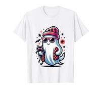 Simpatico Fantasma Che Indossa Occhiali con Un Gatto Maglietta