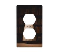 Simpatico fantasma che legge in una vecchia biblioteca copertura interruttore luce copertura decorativa 1 banda piastra da parete per cucina stanza bagno dimensioni 7 x 11,4 cm