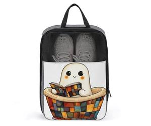 Simpatico fantasma che legge nella vasca da bagno borsa per scarpe da viaggio per uso quotidiano anti-polvere porta scarpe da golf