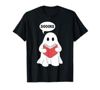 Simpatico Fantasma Che Legge Un Libro e Dice Boooks Maglietta