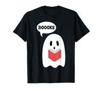 Simpatico Fantasma Che Legge Un Libro e Dice Boooks Maglietta con Stampa Grafica Economica
