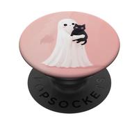 Simpatico fantasma che tiene il gatto PopSockets PopGrip Adesivo