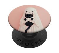Simpatico fantasma che tiene il gatto PopSockets PopGrip Adesivo