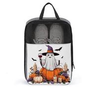 Simpatico fantasma che tiene un bicchiere di vino borsa per scarpe da viaggio per uso quotidiano anti-polvere porta scarpe da golf