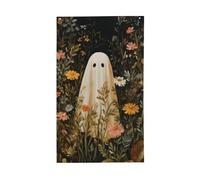 Simpatico fantasma che tiene una candela, bandierine per la casa, 9 x 1,5 m, con occhielli, decorazioni per interni ed esterni, feste per la casa