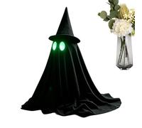 Simpatico fantasma Decor Glow in Night Black Ghost Desktop Centrotavola | Simpatica decorazione di Halloween con cappello da strega per camino, camino, cucina, casa, dormitorio, posto di lavoro
