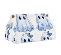 Simpatico fantasma delicato blu motivi floreali copertura rettangolo moderno in pelle PU portatovaglioli per bagno cucina ufficio camera da letto