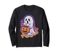 Simpatico Fantasma di Halloween con Zucca Maglia a Manica