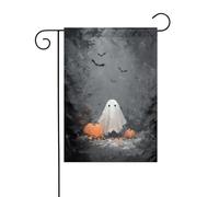 Simpatico fantasma e zucca nel bosco bandiera da giardino 30 x 45 cm verticale su entrambi i lati casa colonica vacanze decorazioni esterne bandiera cortile