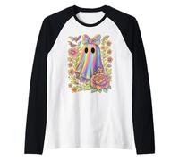 Simpatico Fantasma Fiocco Civetta Rosa Pastello Boho Fiori Maglia con Maniche Raglan