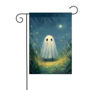 Simpatico fantasma galleggiante in campi erbosi bandiera da giardino 30 x 45 cm verticale su entrambi i lati casa colonica vacanze decorazioni esterne bandiera cortile